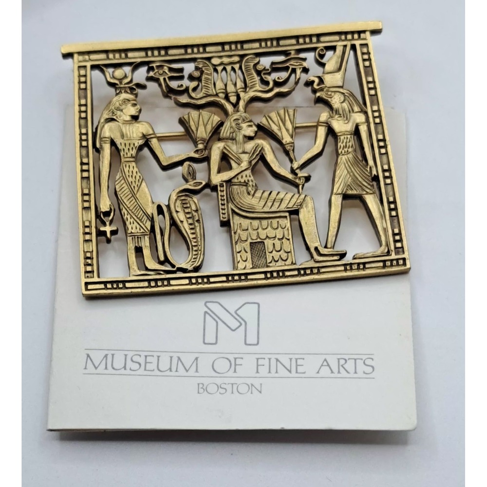 Vintage MFA Museum of Fine Arts Egyptian Revival Gold Tone Brooch/Pin